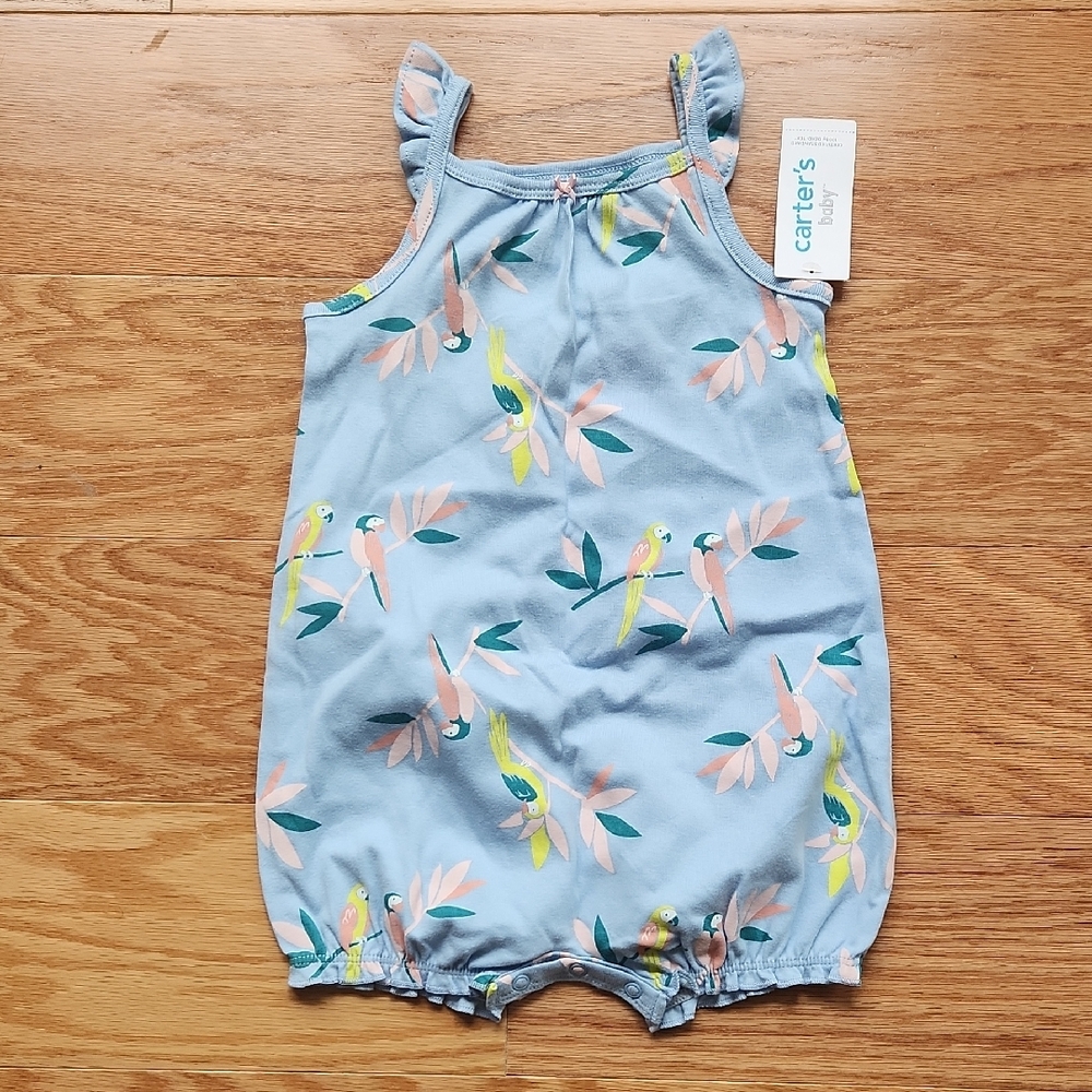 NWT Carter's Baby Blue Parrot Romper 24 Months